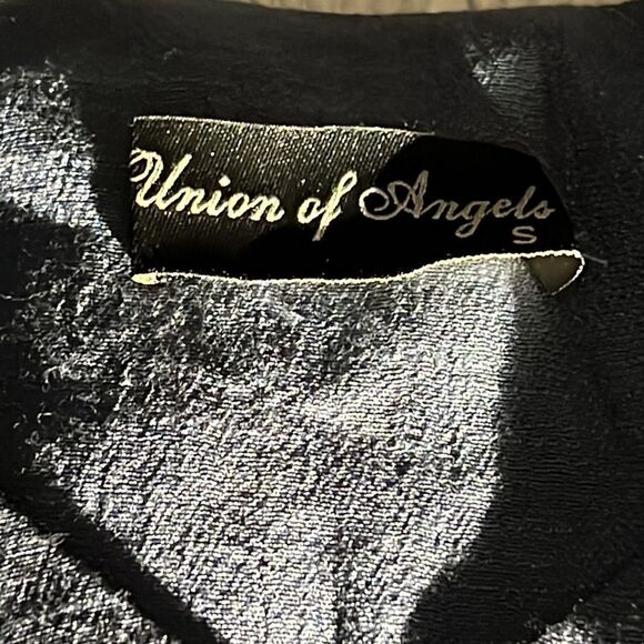 Union of Angels Blue Boho Dress / Long Top with White Trim Size Small - Picture 10 of 13